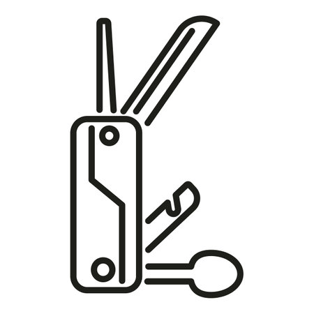 Small multitool icon outline vector. Army knife. Camping metalのイラスト素材