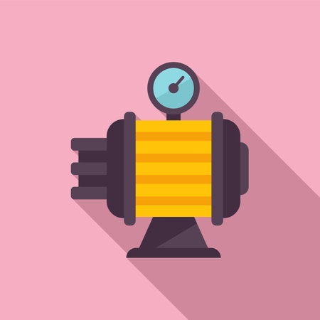 Cylinder compressor icon flat vector. Air machine. Tank paintのイラスト素材