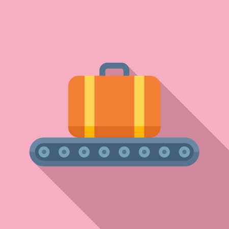 Luggage line icon flat vector. Airport plane. Way transportのイラスト素材