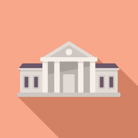 Library building icon flat vector. Campus education. Training outdoorのイラスト素材