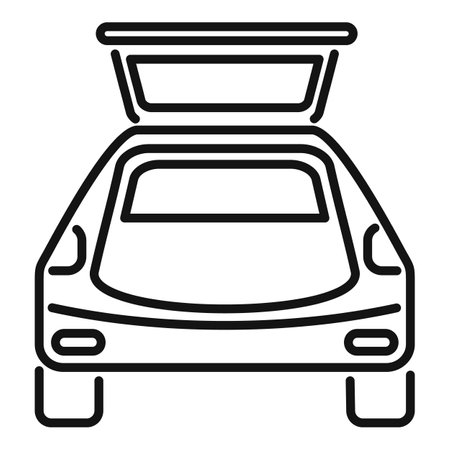 Empty car trunk icon outline vector. Vehicle door. Move businessのイラスト素材