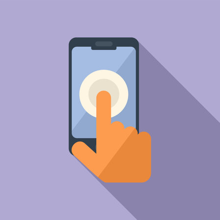 Phone finger touch icon flat vector. Using app. Screen smartのイラスト素材