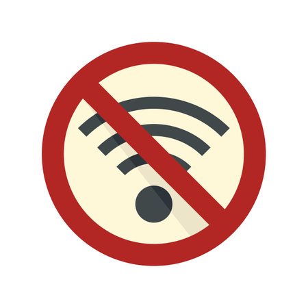 No wifi icon flat vector. Internet network. Bad signal wifi isolatedのイラスト素材