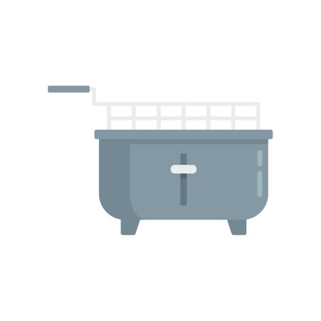 Deep fryer cooking icon flat vector. Fry basket . Oil electric machine isolatedのイラスト素材