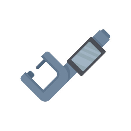 Digital micrometer icon flat vector. Vernier caliper. Technical gauge isolatedのイラスト素材