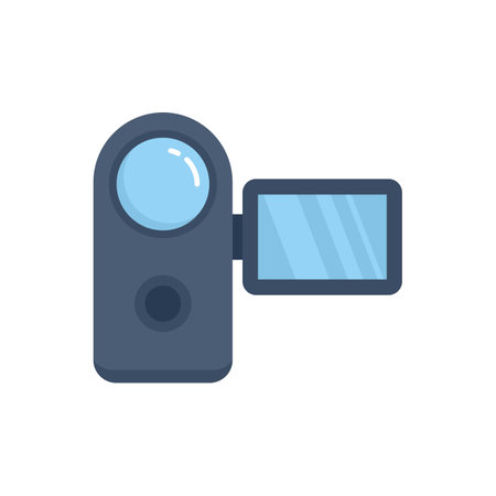 Panel camera icon flat vector. Video camcorder. Record videography isolatedのイラスト素材