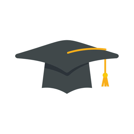 Student graduation hat icon flat vector. School graduate. Academic cap isolatedのイラスト素材