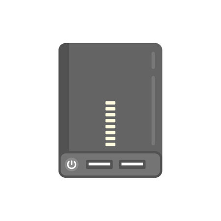 Mobile power bank icon flat vector. Phone battery. Portable charge isolatedのイラスト素材