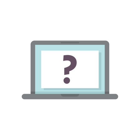 Laptop request icon flat vector. Document form. Online information isolatedのイラスト素材