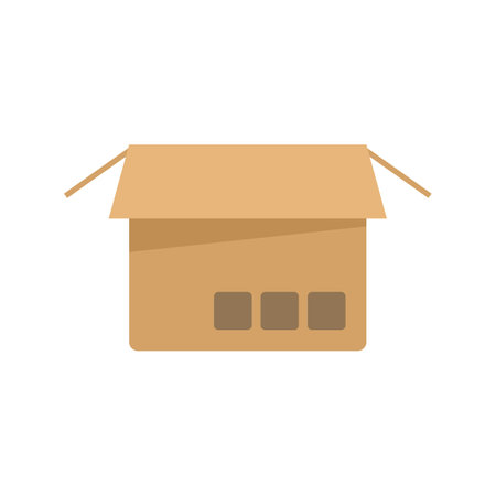 Web box icon flat vector. Carton package. Open box isolatedのイラスト素材