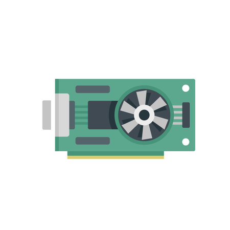 Video card icon flat vector. Graphic gpu. Pc display isolated