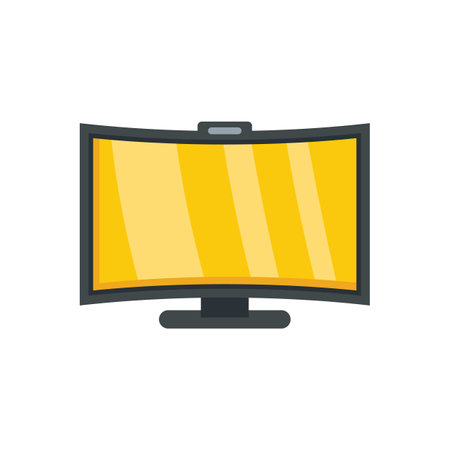 Curved monitor icon flat vector. Computer screen. Pc desktop isolatedのイラスト素材
