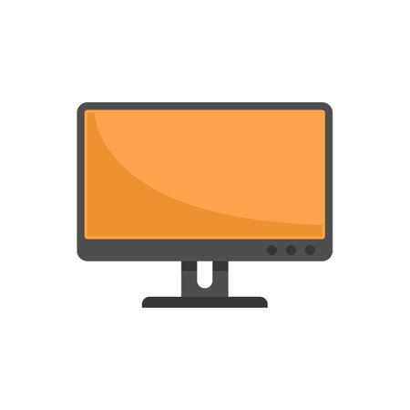 Office monitor icon flat vector. Screen computer. Pc display isolatedのイラスト素材