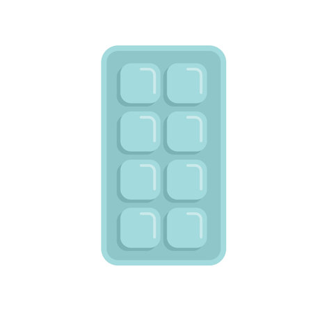 Open ice cube tray icon flat vector. Water container. Kitchen ice isolatedのイラスト素材