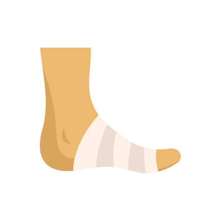 Bandage foot finger icon flat vector. Accident fracture. Elastic plaster isolatedのイラスト素材