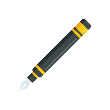 Calligraphy ink pen icon flat vector. Nib tool. Writing pencil isolatedのイラスト素材