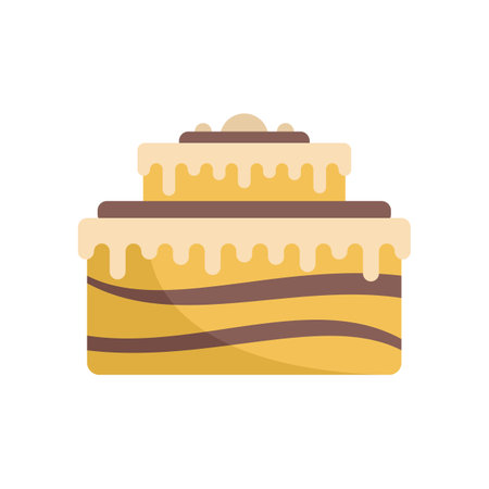 Celebration cake icon flat vector. Happy anniversary. Pastry food isolated