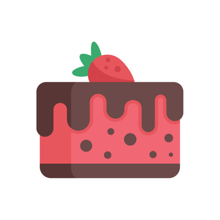 Candy cake icon flat vector. Anniversary decoration. Sweet cream isolatedのイラスト素材