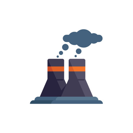 Power factory energy icon flat vector. Global earth. Warming disaster isolatedのイラスト素材