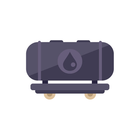 Petrol train tank icon flat vector. Factory effect. Global climate isolatedのイラスト素材