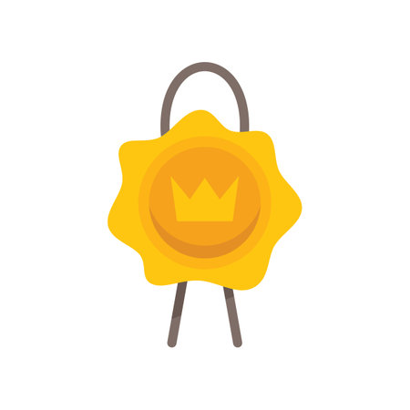 Wax seal icon flat vector. Gold stamp. Sugar label isolatedのイラスト素材