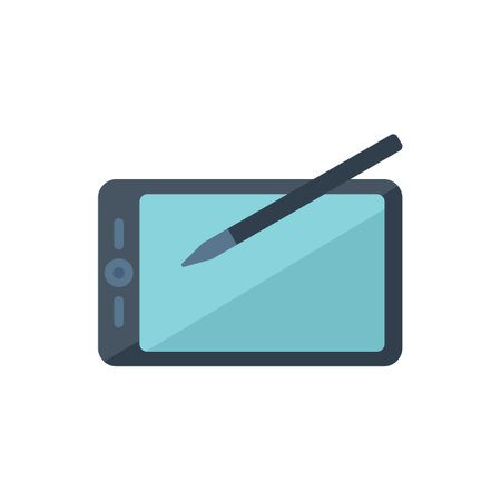 Writing tablet icon flat vector. Write text. Notepad pencil isolatedのイラスト素材