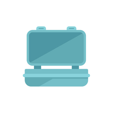 Open lunch box icon flat vector. Healthy food. School meal isolatedのイラスト素材