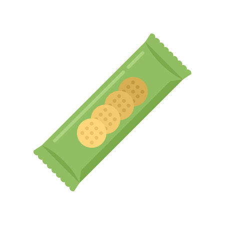 Candy snack bar icon flat vector. Cereal nut. Healthy food isolatedのイラスト素材