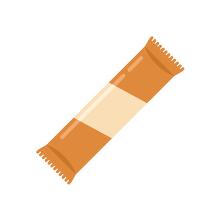 Wrapper snack bar icon flat vector. Chocolate food. Sweet pack isolatedのイラスト素材