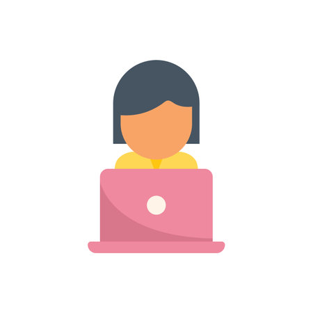 Girl online dating icon flat vector. Social profile. Internet network isolatedのイラスト素材