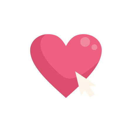Heart click icon flat vector. Internet phone. Social profile isolatedのイラスト素材