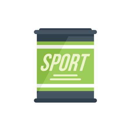 Sport nutrition icon flat vector. Whey container. Gym food isolatedのイラスト素材