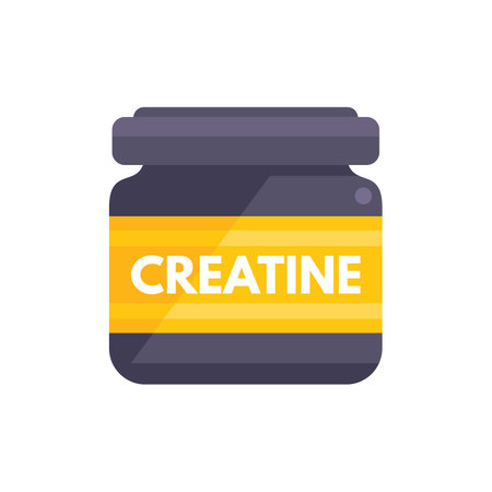 Creatine nutrition icon flat vector. Sport supplement. Protein container isolatedのイラスト素材