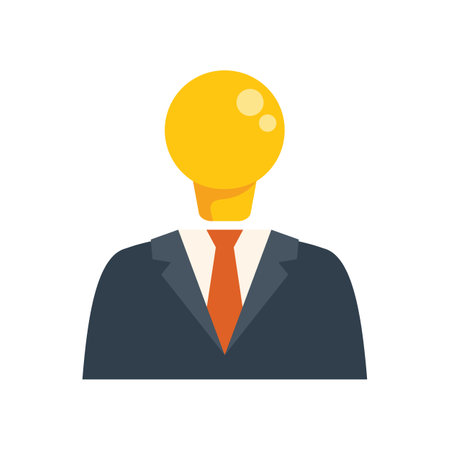 Business team idea icon flat vector. Creative solution. Think brain isolatedのイラスト素材