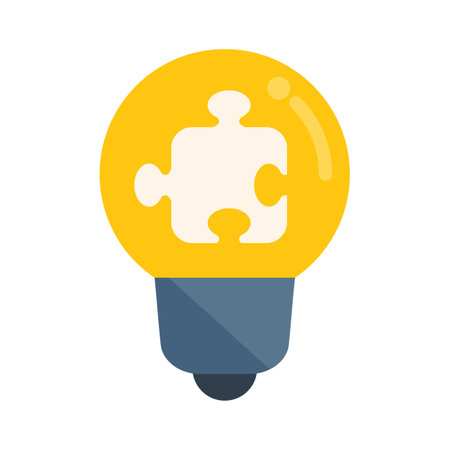 Puzzle idea bulb icon flat vector. Business solution. Think startup isolatedのイラスト素材