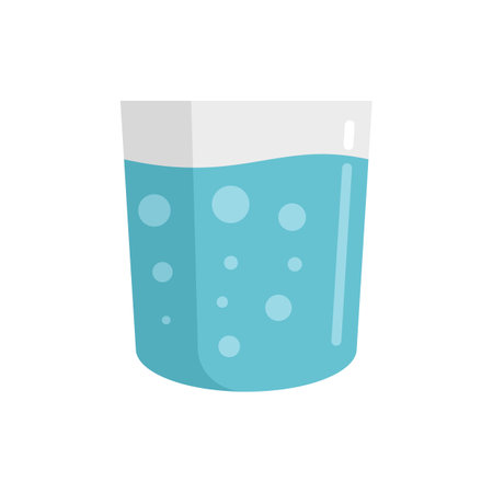 Glass tooth rinse icon flat vector. Dental clean. Bottle product isolatedのイラスト素材