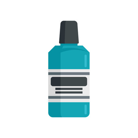 Mint mouthwash icon flat vector. Dental product. Tooth bottle isolatedのイラスト素材