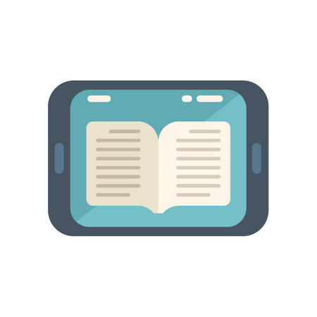 Ebook reader icon flat vector. Digital education. Media textbook isolatedのイラスト素材