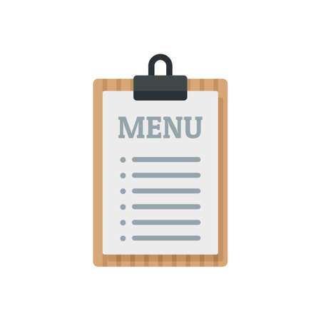 Restaurant menu clipboard icon flat vector. Food dish. Coffee cook isolatedのイラスト素材