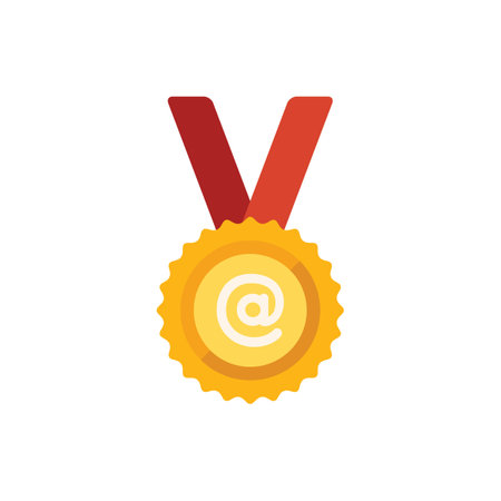 Gold medal icon flat vector. Online media. Internet marketing isolatedのイラスト素材