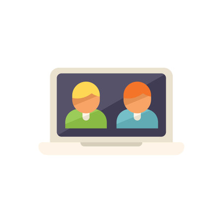 Online conference icon flat vector. Web people. Digital school isolatedのイラスト素材