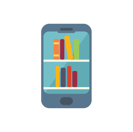 Online library icon flat vector. Training people. Video distance isolatedのイラスト素材
