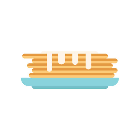 Pancake icon flat vector. Meal fruit. Food bread isolatedのイラスト素材