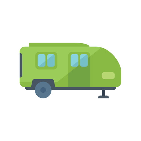 Camper caravan icon flat vector. Car auto. Bus van isolatedのイラスト素材
