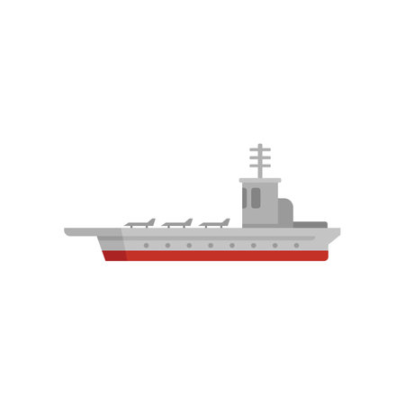 Aircraft jet icon flat vector. Navy ship. Military warship isolatedのイラスト素材