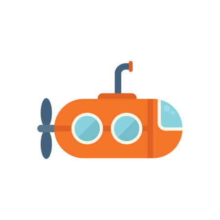 Bathyscaphe icon flat vector. Submarine ship. Boat sea isolatedのイラスト素材