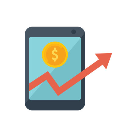 Mobile monetize icon flat vector. Audience strategy. Money conversion isolatedのイラスト素材