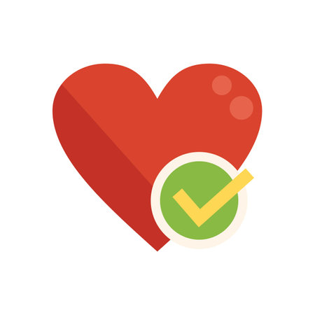 Approved heart icon flat vector. Like element. Love heart isolatedのイラスト素材