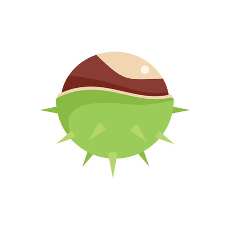 Season chestnut icon flat vector. Fruit tree. Japan nut isolatedのイラスト素材