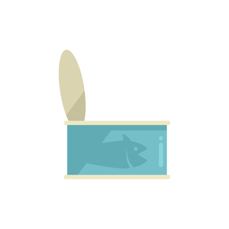 Fish tin can dog food icon flat vector. Pet food. Dry snack isolatedのイラスト素材